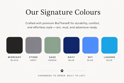 Color swatches of signature colors with text about durability and style.